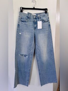 Flying Monkey High Rise Wide Leg Distressed Jeans Light Wash Size 30 NWT